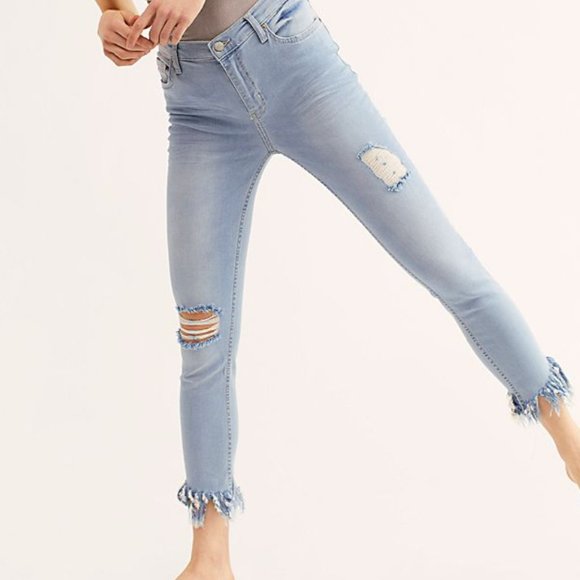 Free People Denim - Free People, Great Heights, Frayed Distressed High Waist Skinny Jeans 30